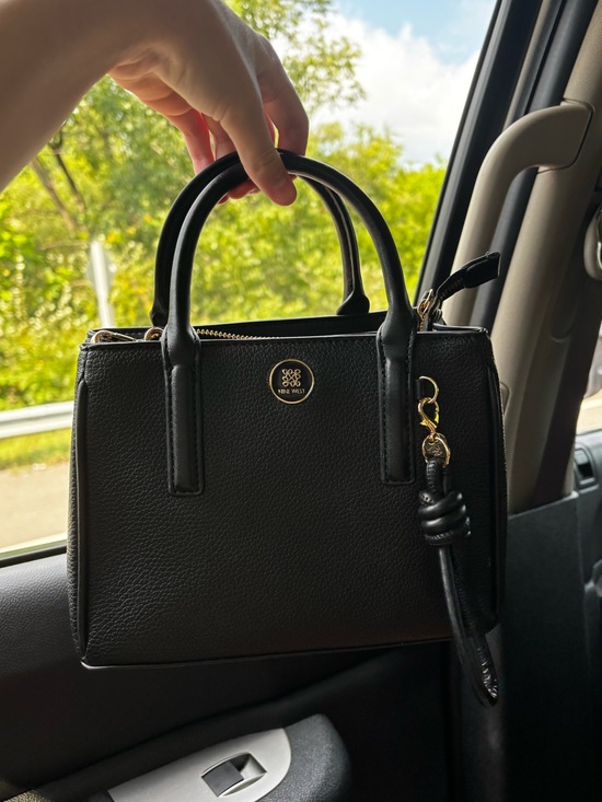 Nine West Handbags - Nine West Black Pebbled Leather Mini Satchel with Gold Accent🖤